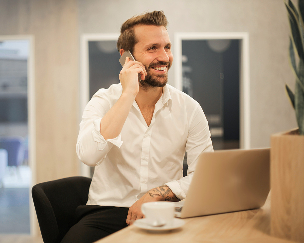 Happy Man on the Phone